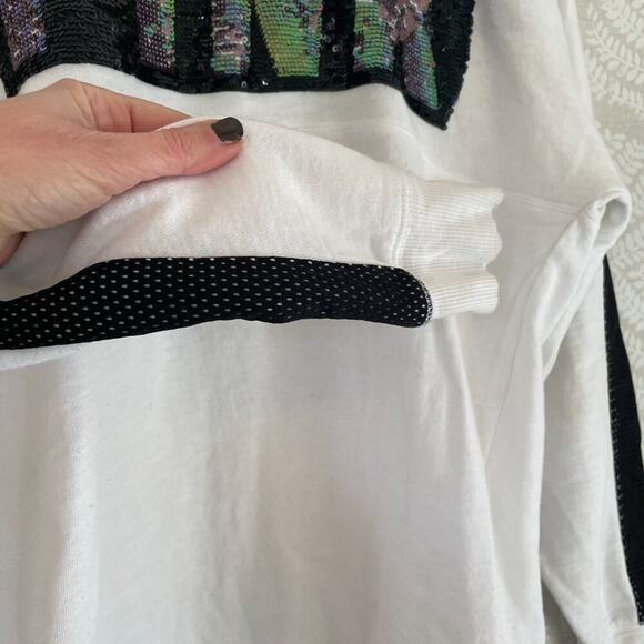 Victoria's Secret Pink Rainbow Sequin/Bling Black Varsity Stripe Long Sleeve, S - Picture 5 of 11